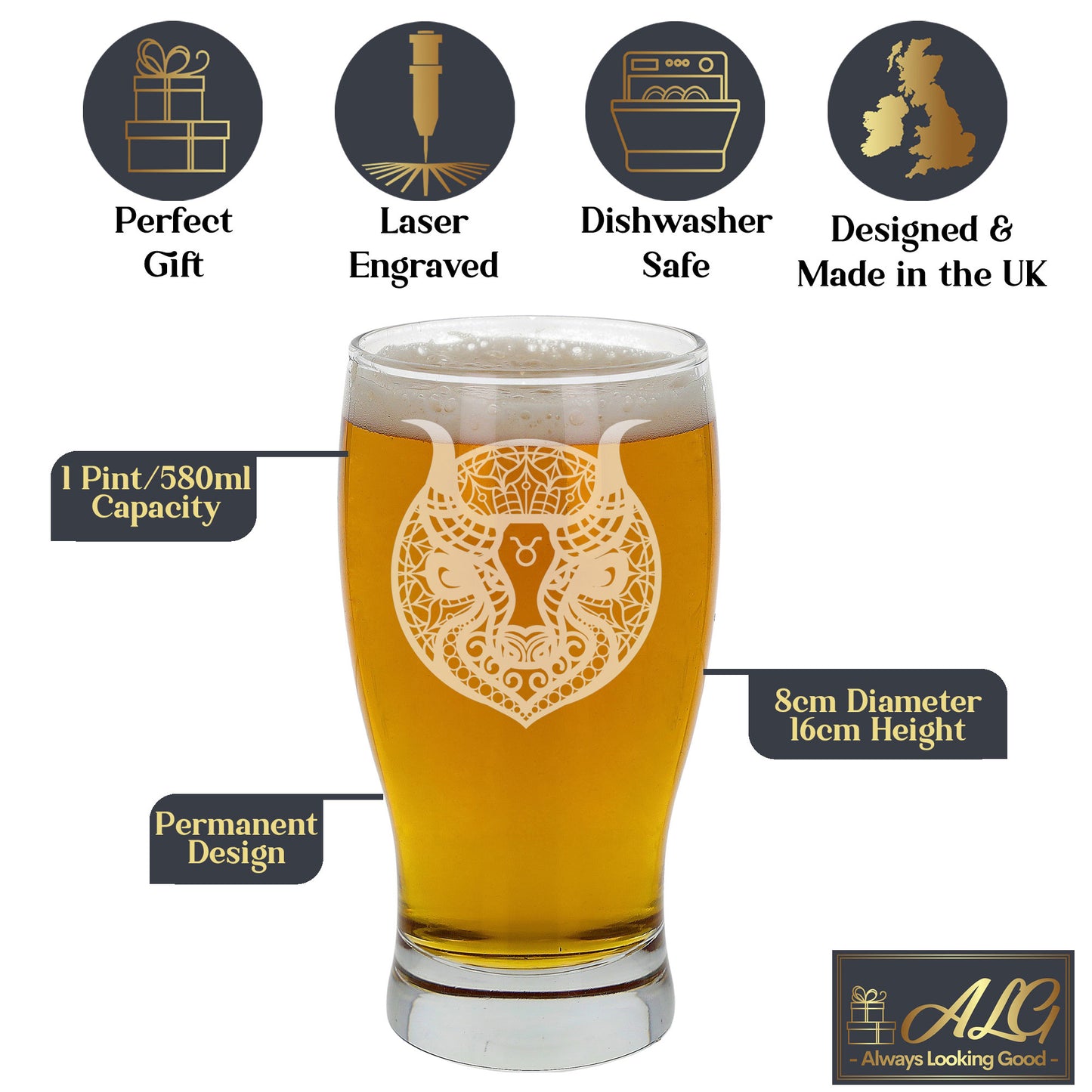 Starsign Zodiac Engraved Pint Glass and/or Coaster For Birthday Gifts
- Always Looking Good -