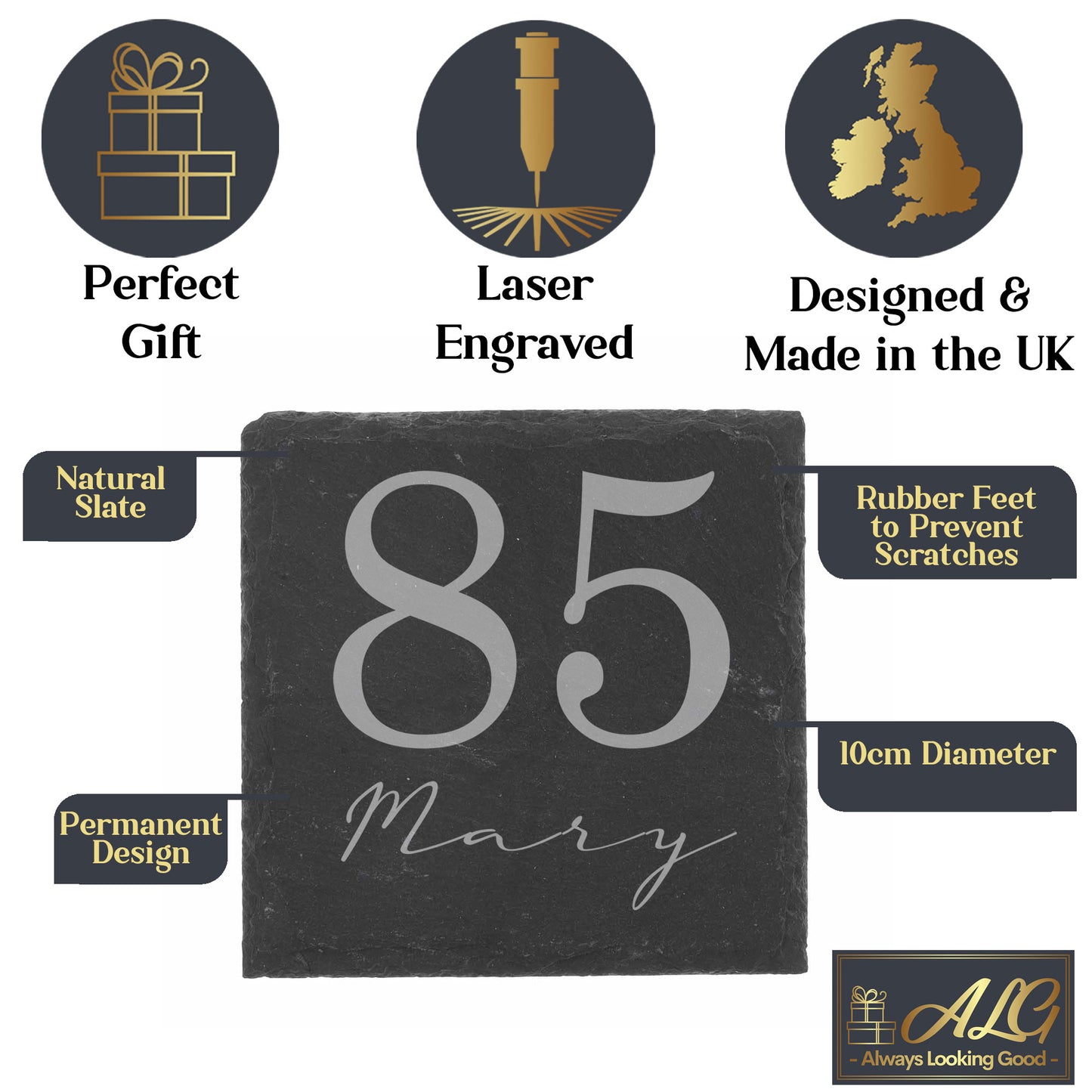 Engraved Age & Name Pint Glass & Coaster Set – Personalised Birthday Gift