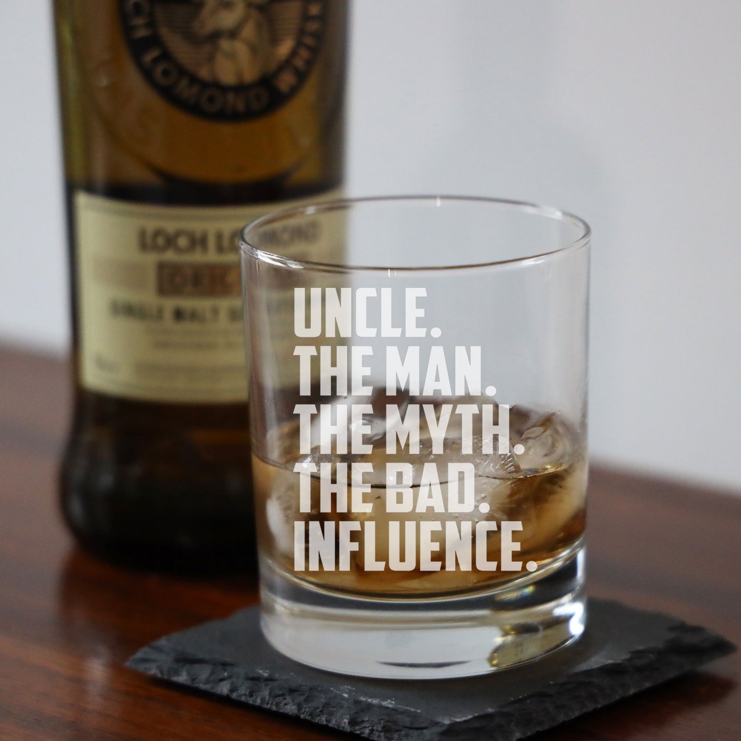 Uncle, The Man, The Myth, The Bad Influence Engraved Whisky Glass and/or Coaster Gift For Uncle
- Always Looking Good -