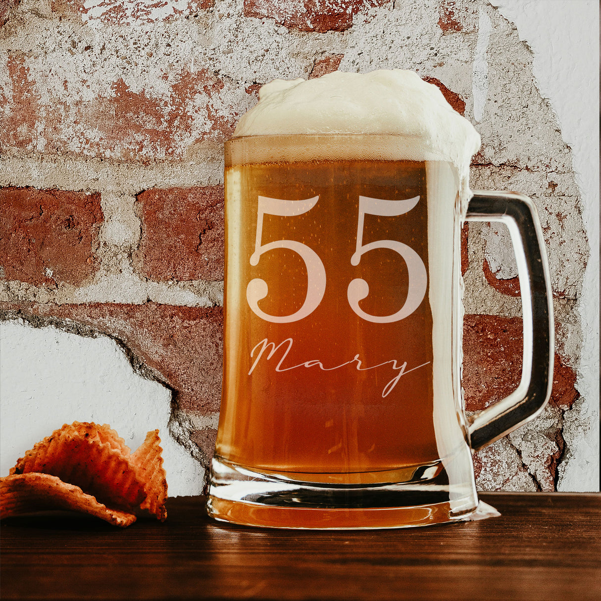 Name and Age Signature Font Engraved Beer Stein – Personalised Birthday Gift