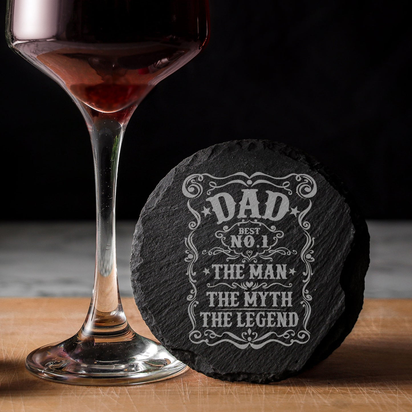 Dad The Man The Myth The Legend Engraved Whisky Glass and/or Coaster Set - Always Looking Good -