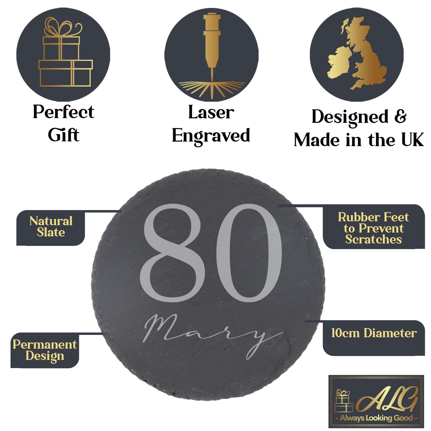 Engraved Age & Name Pint Glass & Coaster Set – Personalised Birthday Gift