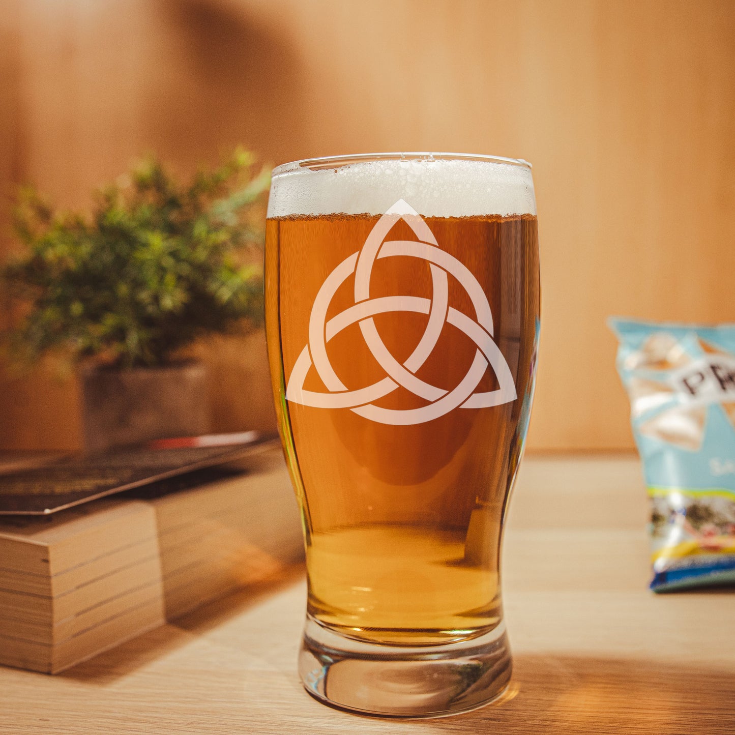 Celtic Knot Engraved Beer Pint Glass and/or Coaster Set - Always Looking Good - engraved pint beer glasses