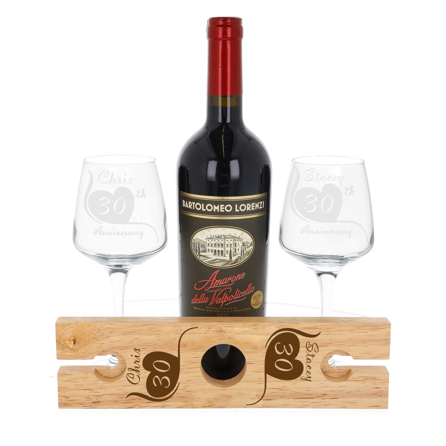 Wine Glass Gift Set For Wedding Anniversary, Engraved Any Year