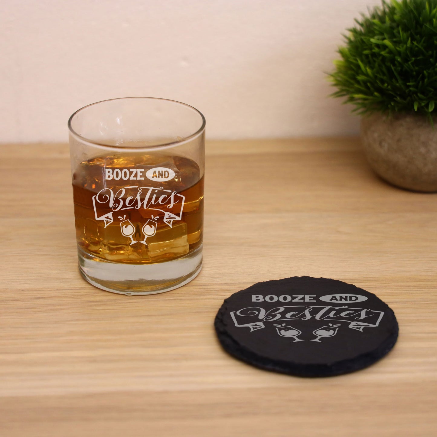 Booze And Besties Engraved Whisky Glass and/or Coaster Set - Always Looking Good - Glass & Round Coaster Set whisky glass gift set