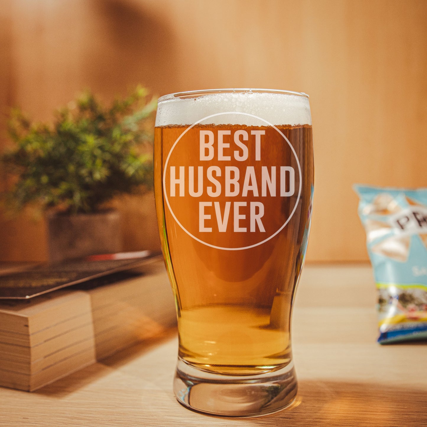 Best Husband Ever Engraved Beer Pint Glass and/or Coaster Set - Always Looking Good - gift for him