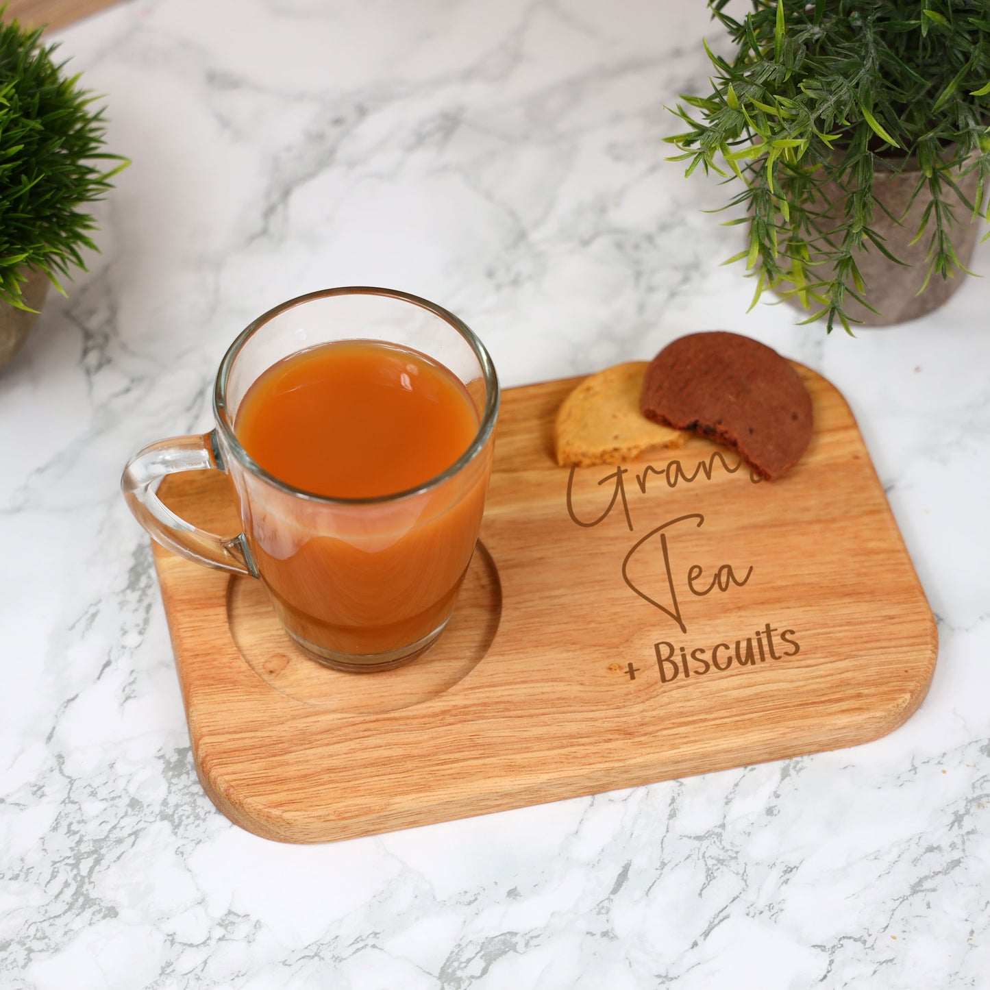 Personalised Gran's Tea & Biscuit Engraved Board with Optional Mug and Message