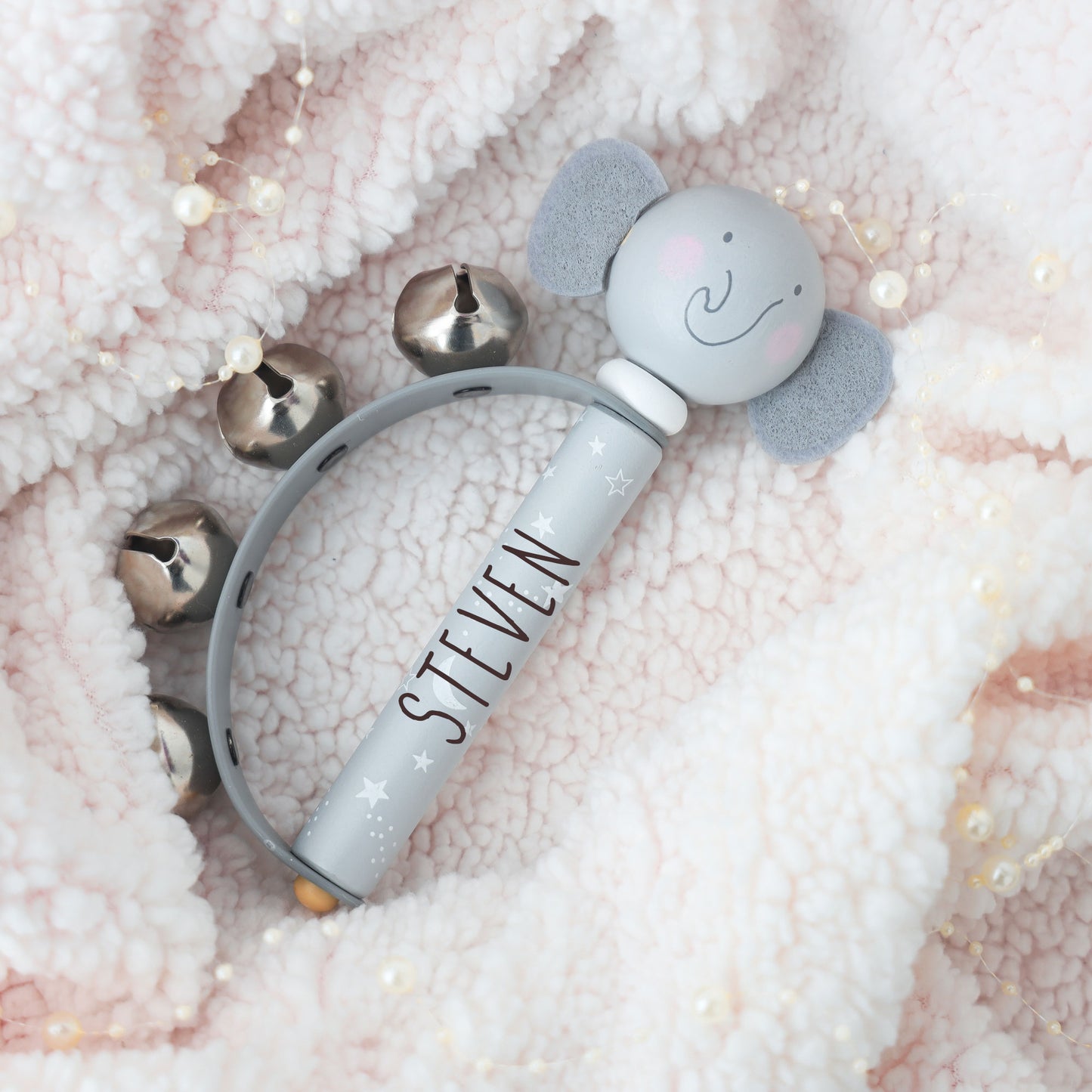 Personalised Engraved Wooden Baby Hand Bells Toy - Always Looking Good -