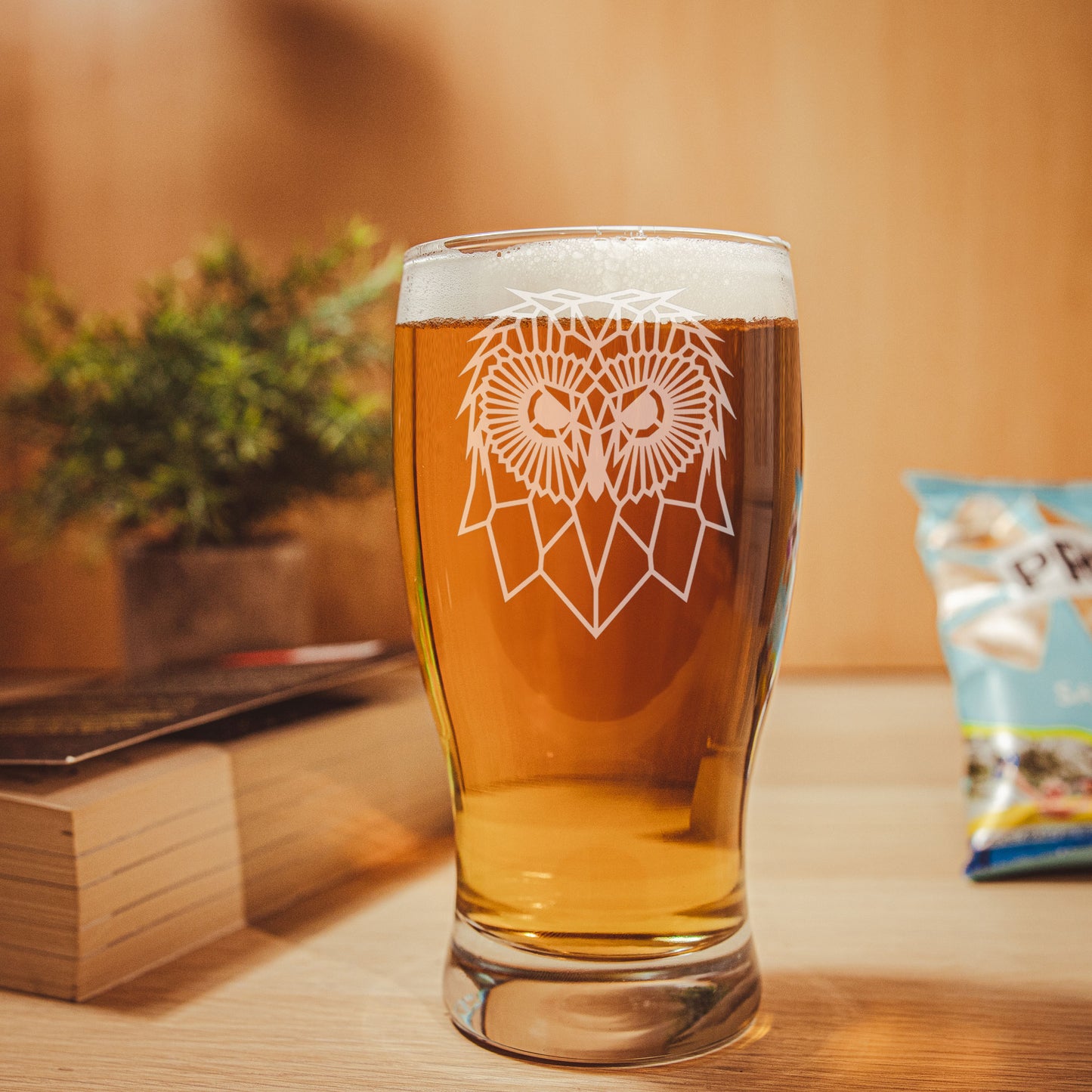 Cute Owl Engraved Beer Pint Glass - Always Looking Good -