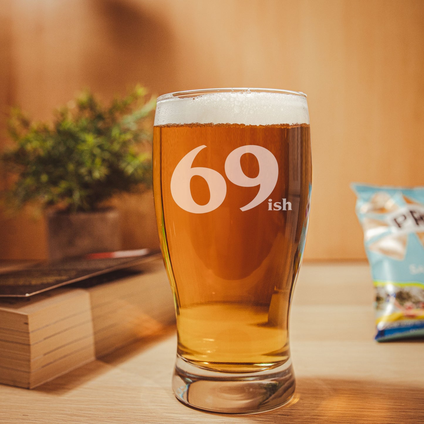 Humorous Birthday Gift Engraved Pint Glass and/or Coaster “AGE'ish”
