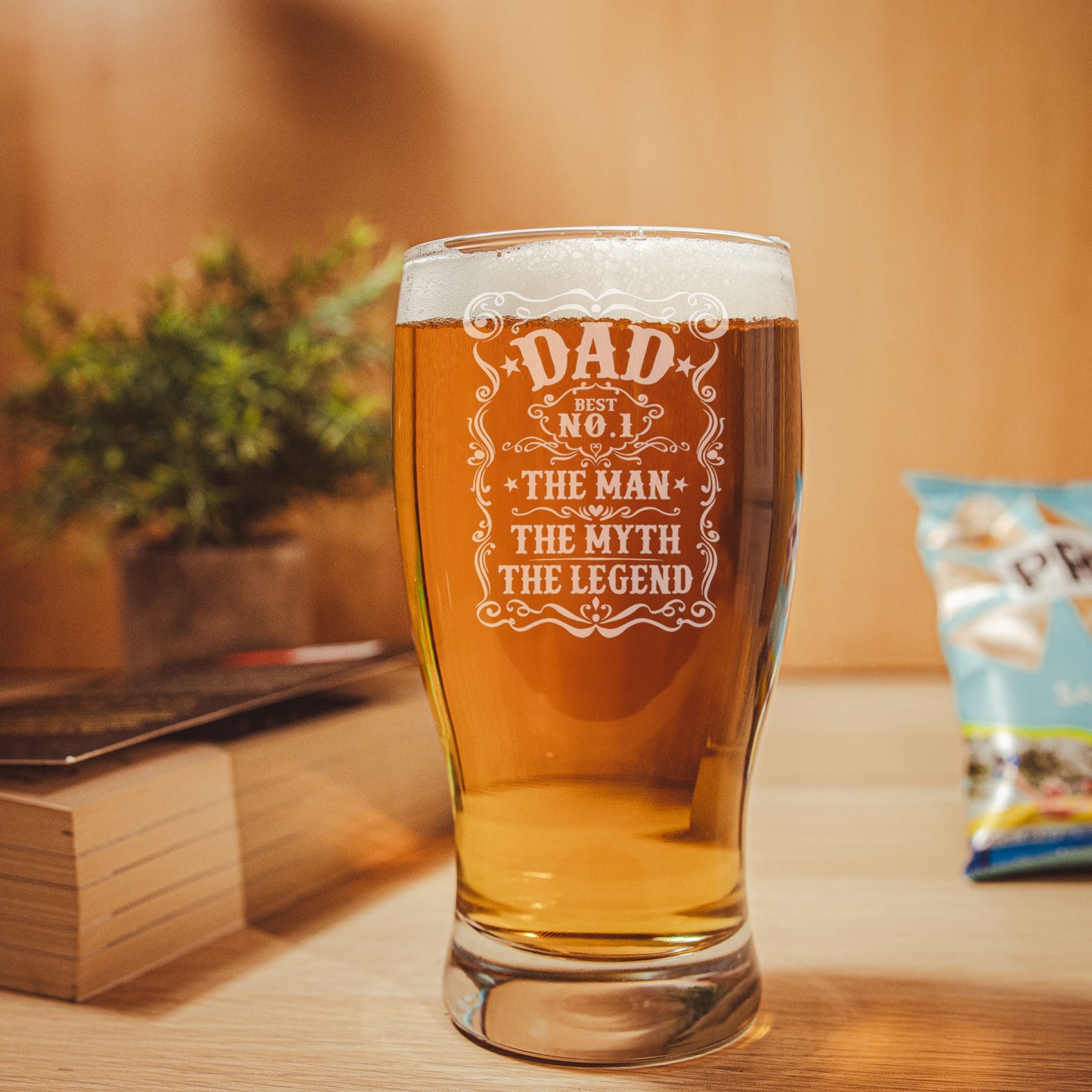 Dad The Man The Myth The Legend Engraved Beer Pint Glass and/or Coaster Set - Always Looking Good -