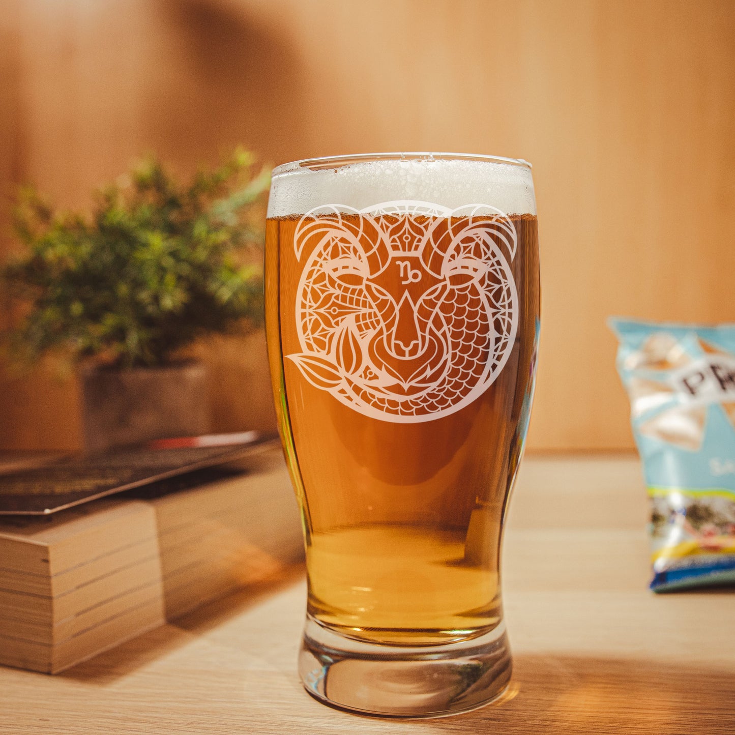 Starsign Zodiac Engraved Pint Glass and/or Coaster For Birthday Gifts