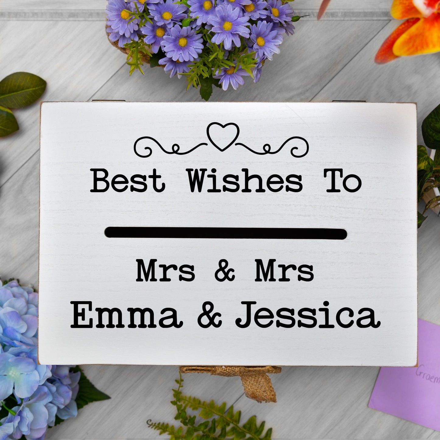 Personalised Gay Wedding Card White & Wooden Memory Box MRS & MRS - Always Looking Good -