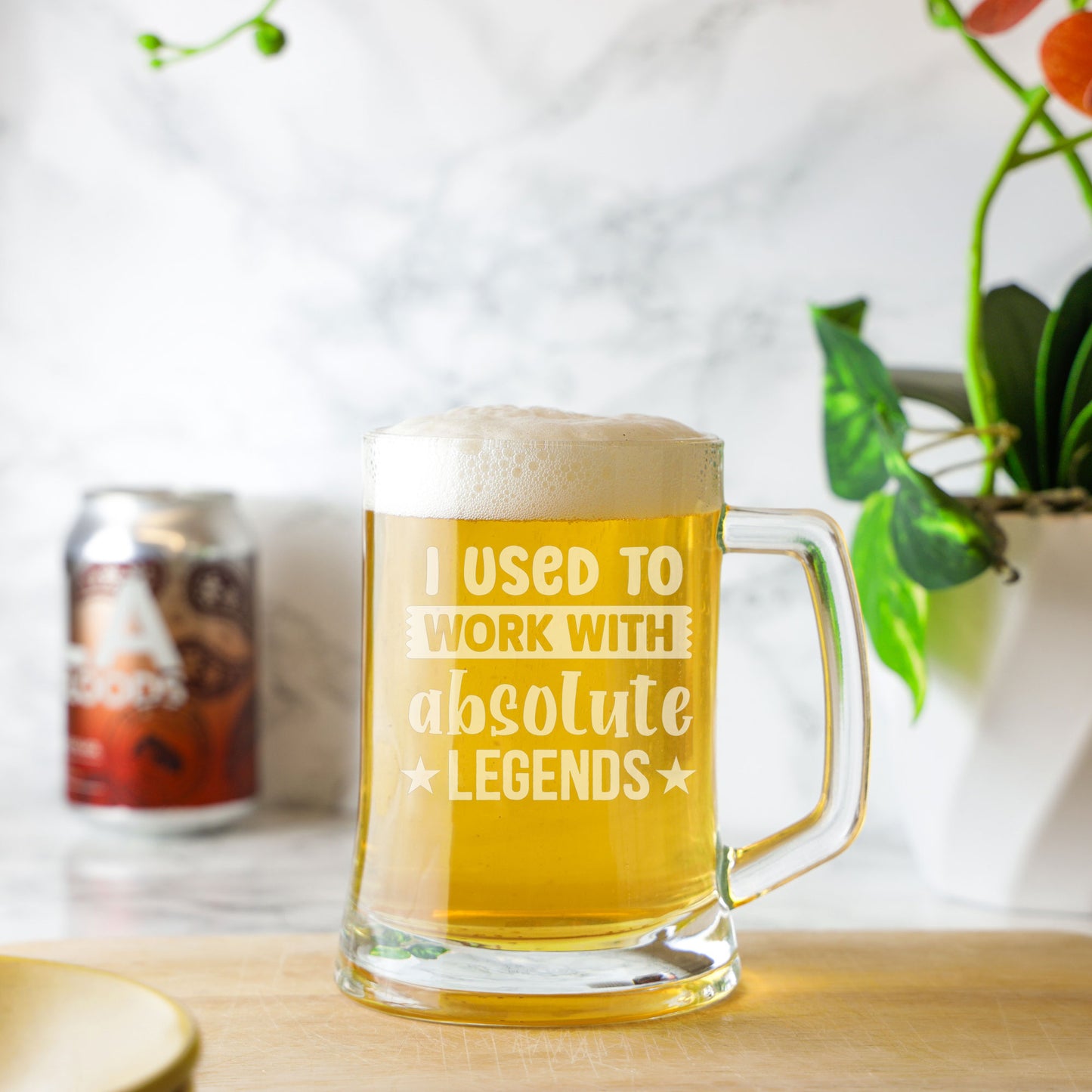 Engraved I Used to Work with Absolute Legends Beer Stein Glass & Slate Coaster