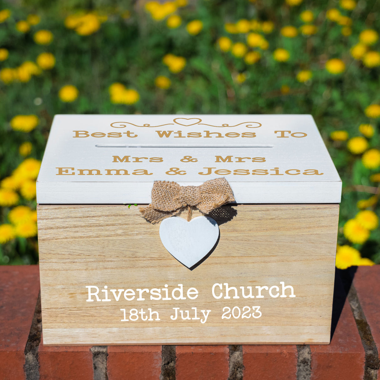 Personalised Gay Wedding Card White & Wooden Memory Box MRS & MRS - Always Looking Good -