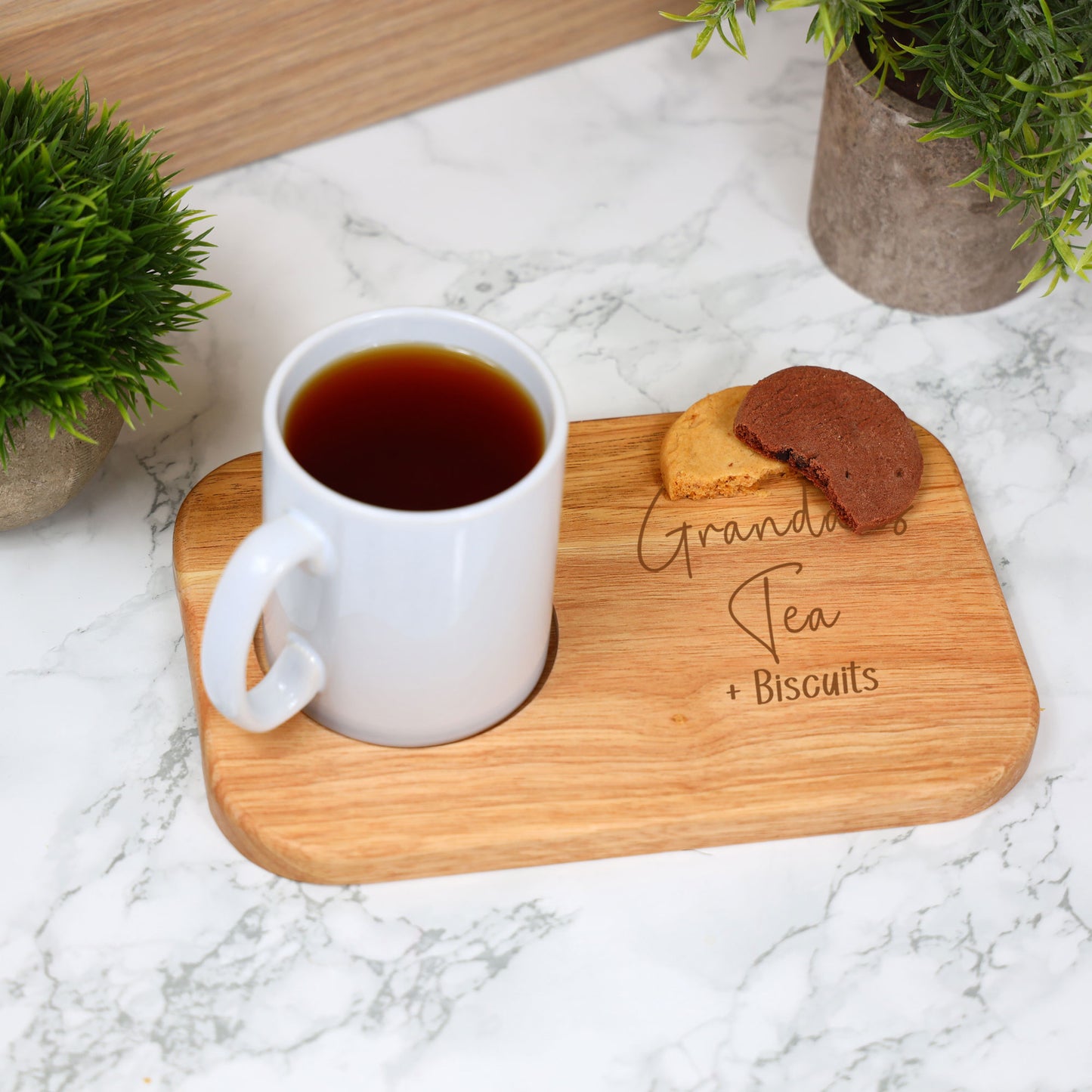 Personalised Grandad's Tea & Biscuit Engraved Board with Optional Mug and Message