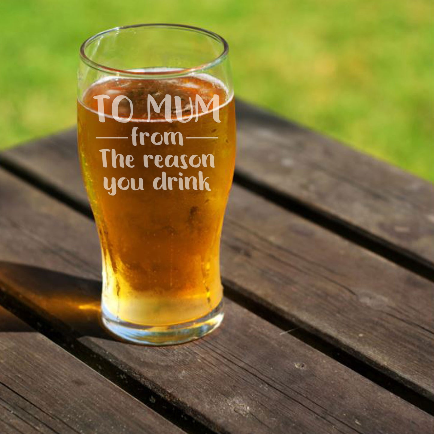 “From The Reason You Drink” Engraved Pint Glass Gift for Parents or Partners