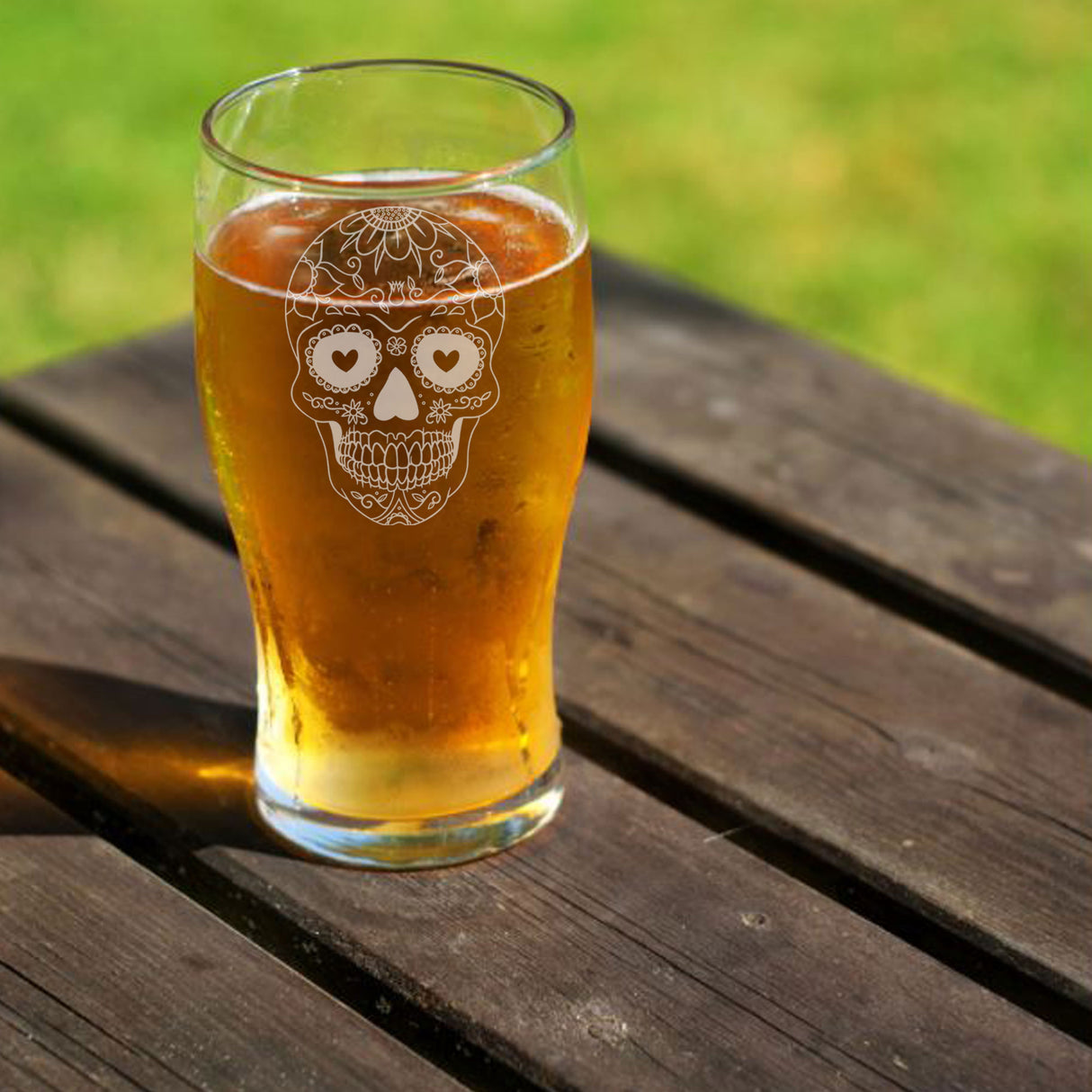 Sugar Skull Engraved Pint Glass For Beer Lovers - Always Looking Good -