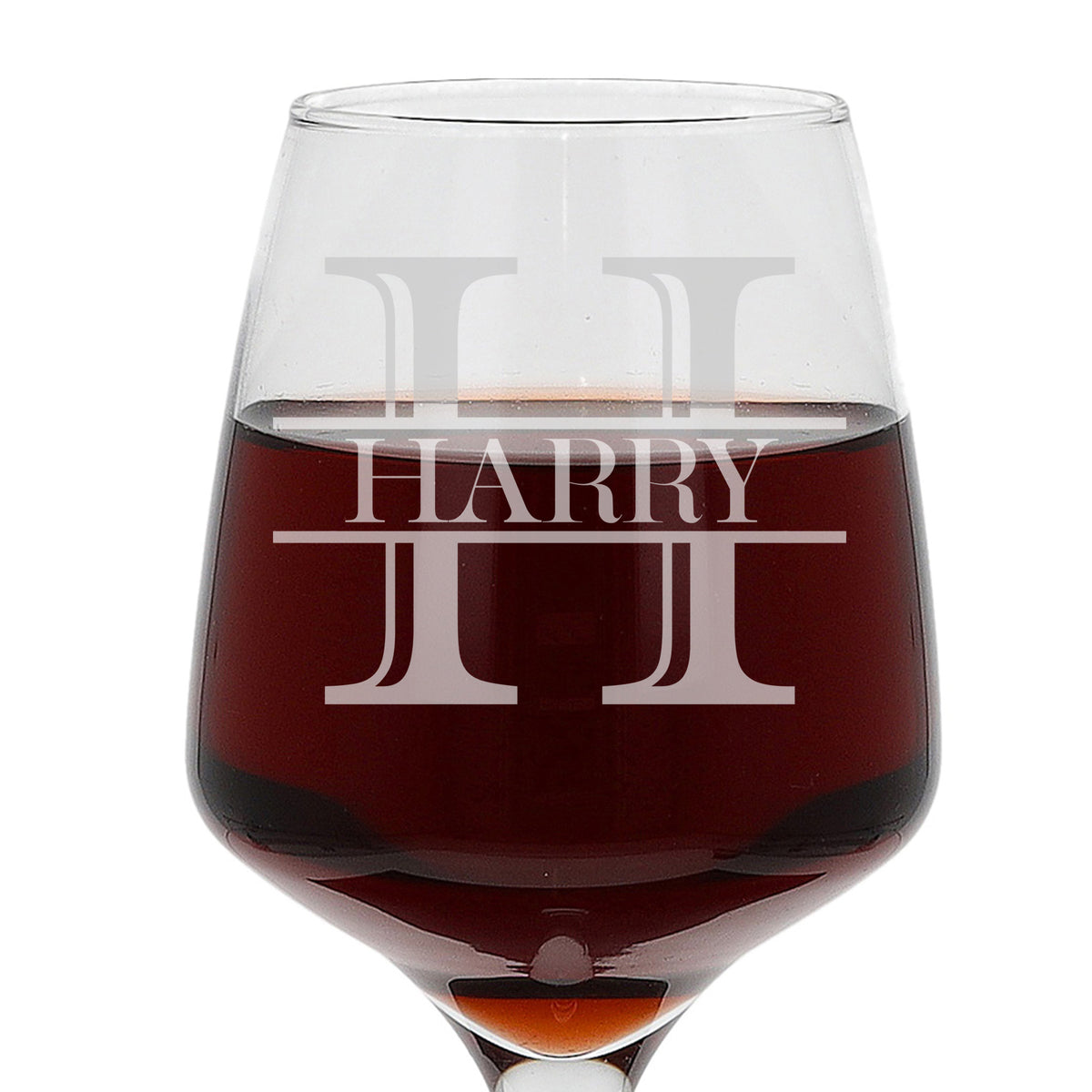 Personalised Split Monogram Engraved Large Wine Glass Birthday Gift