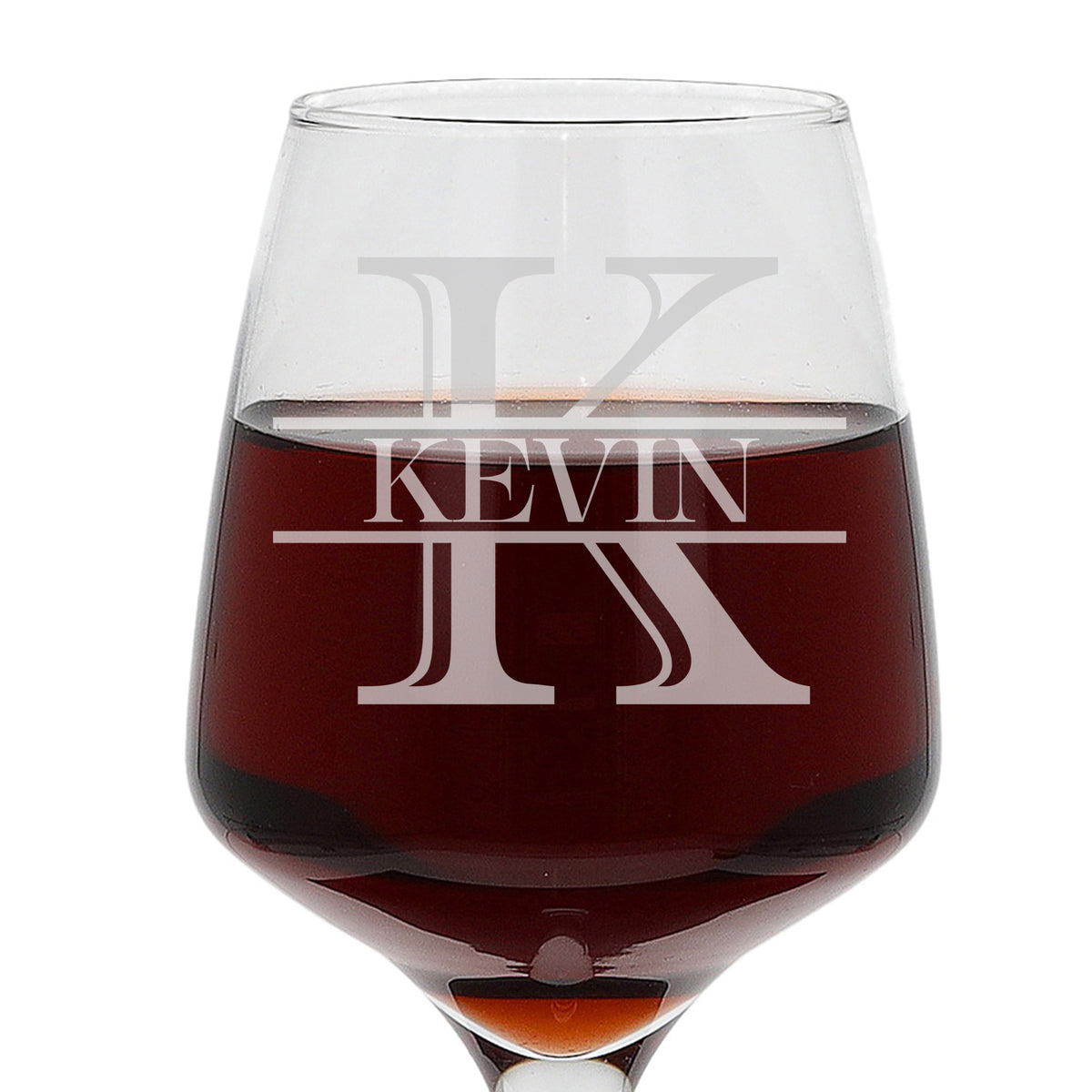 Personalised Split Monogram Engraved Large Wine Glass Birthday Gift