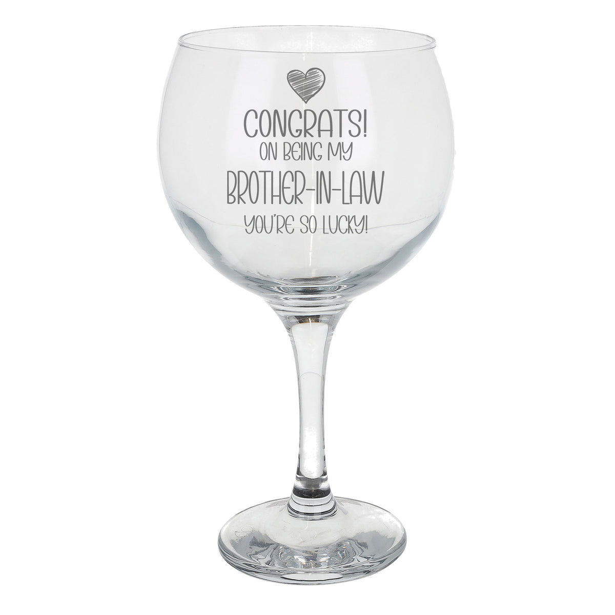 Congrats on Being my Brother-in-Law Engraved Stemmed Gin Glass Birthday Gift