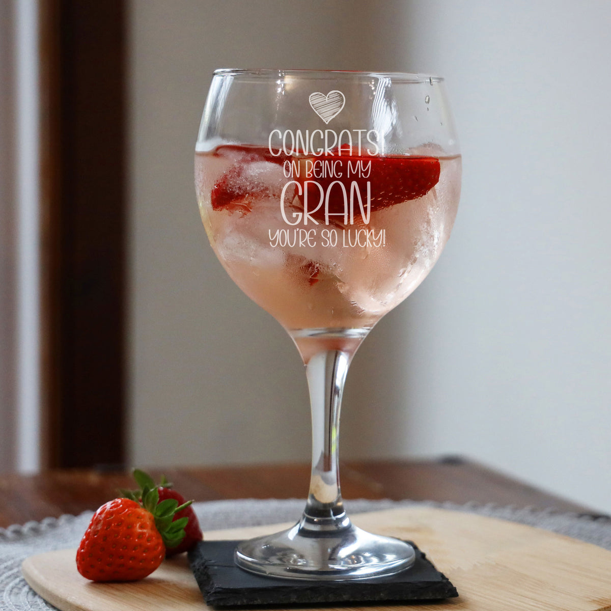 Congrats on Being my Gran Engraved Gin Glass Birthday Gift for Gran