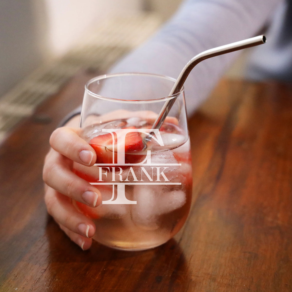 Personalised Split Monogram Stemless Gin Glass