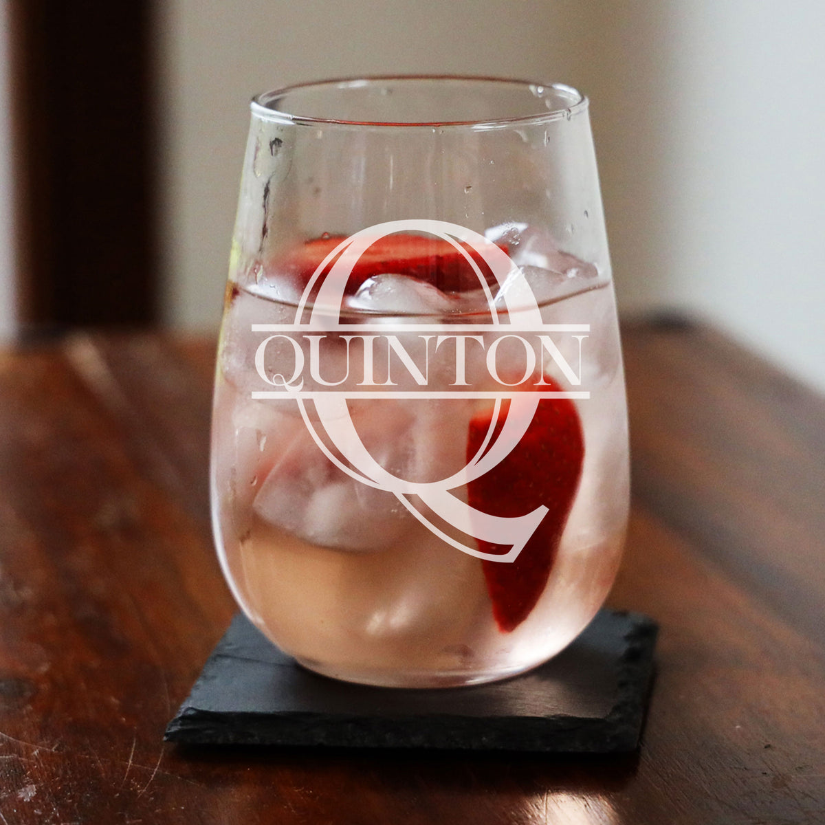Personalised Split Monogram Stemless Gin Glass