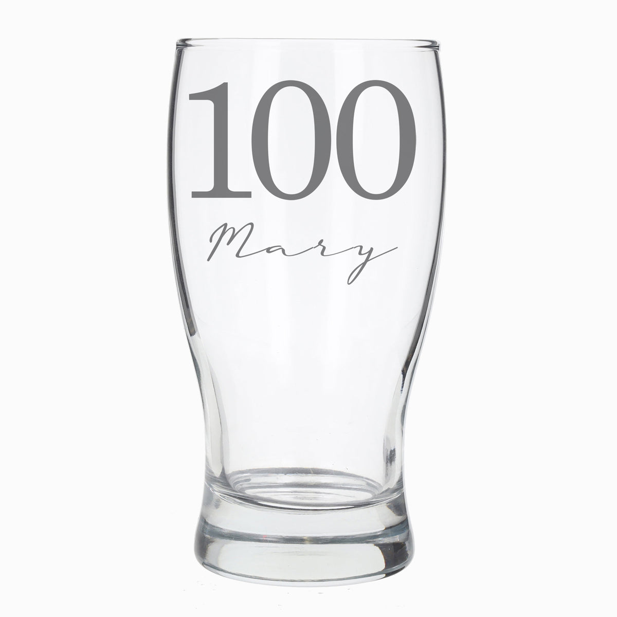 Personalised 100 and Signature Name Pint Glass 100th Birthday Gift