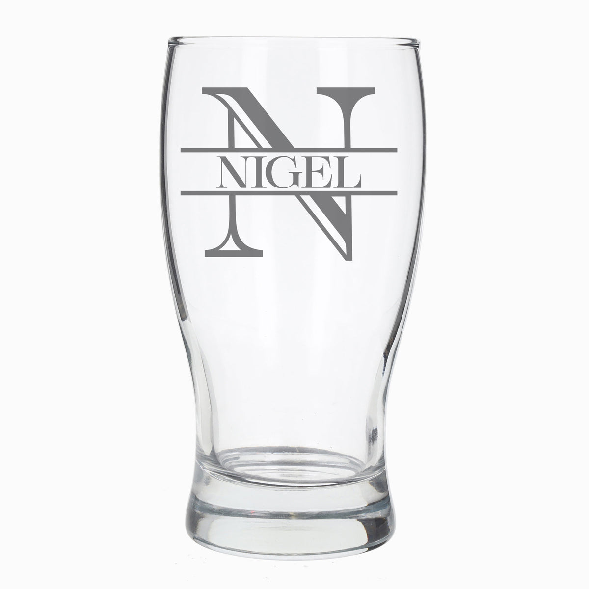 Personalised Split Monogram Engraved Pint Glass Birthday Gift