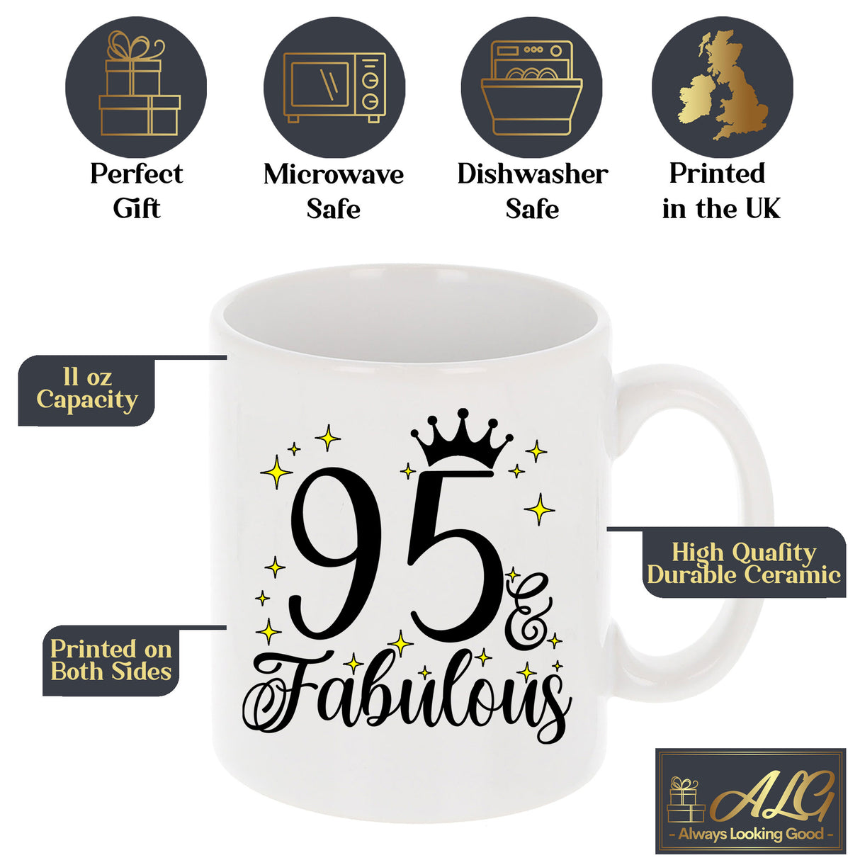 95 and Fabulous 95th Birthday Coffee Mug for Tea or Coffee