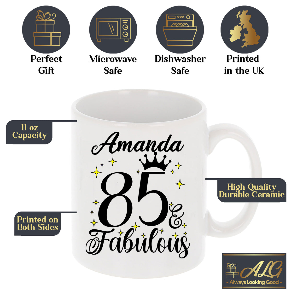 85 and Fabulous 85th Birthday Coffee Mug for Tea or Coffee