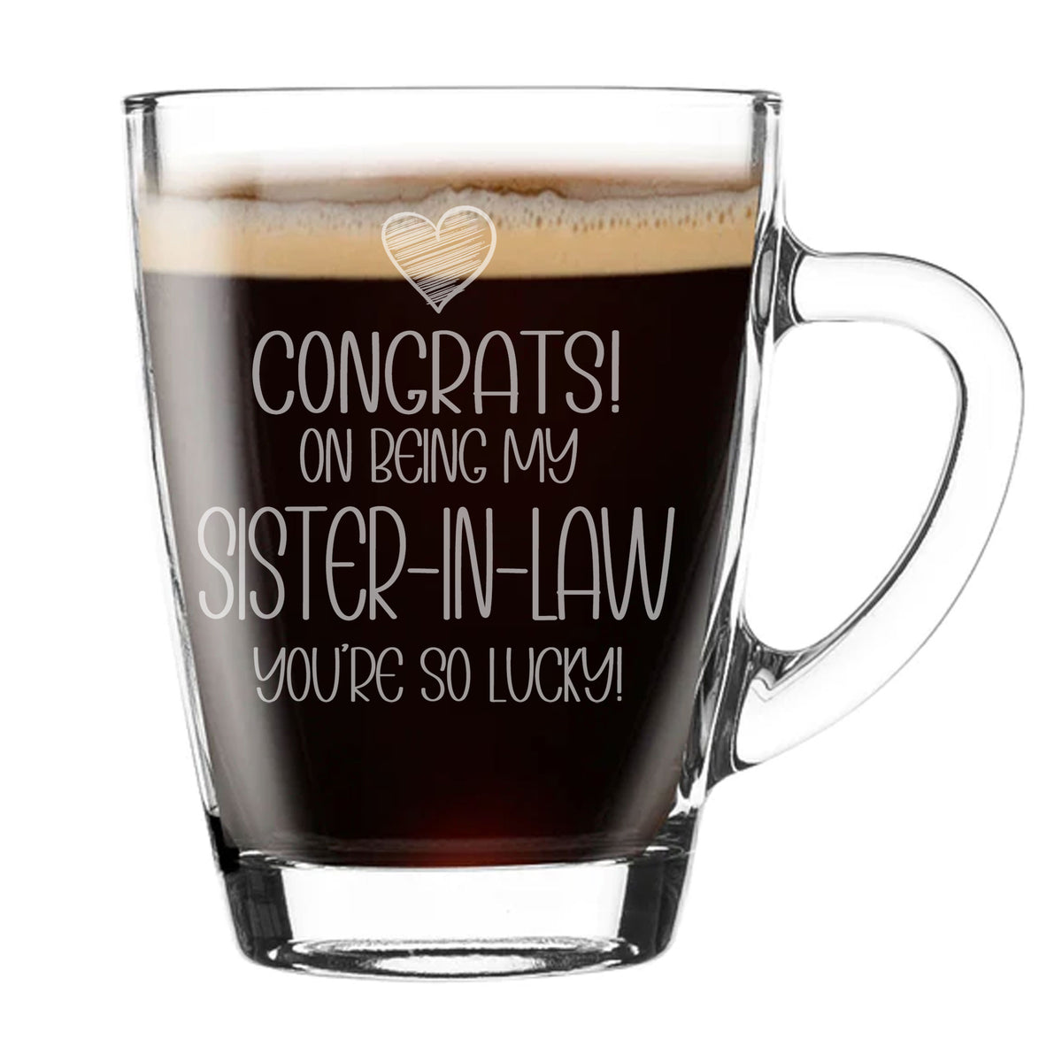 Congrats on Being my Sister-in-Law Birthday Glass Coffee Mug