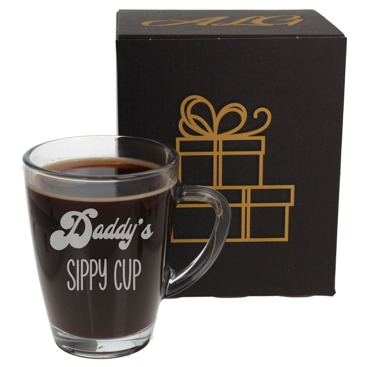 Daddy's Sippy Cup Engraved Glass Coffee Mug Birthday Gift For Dad