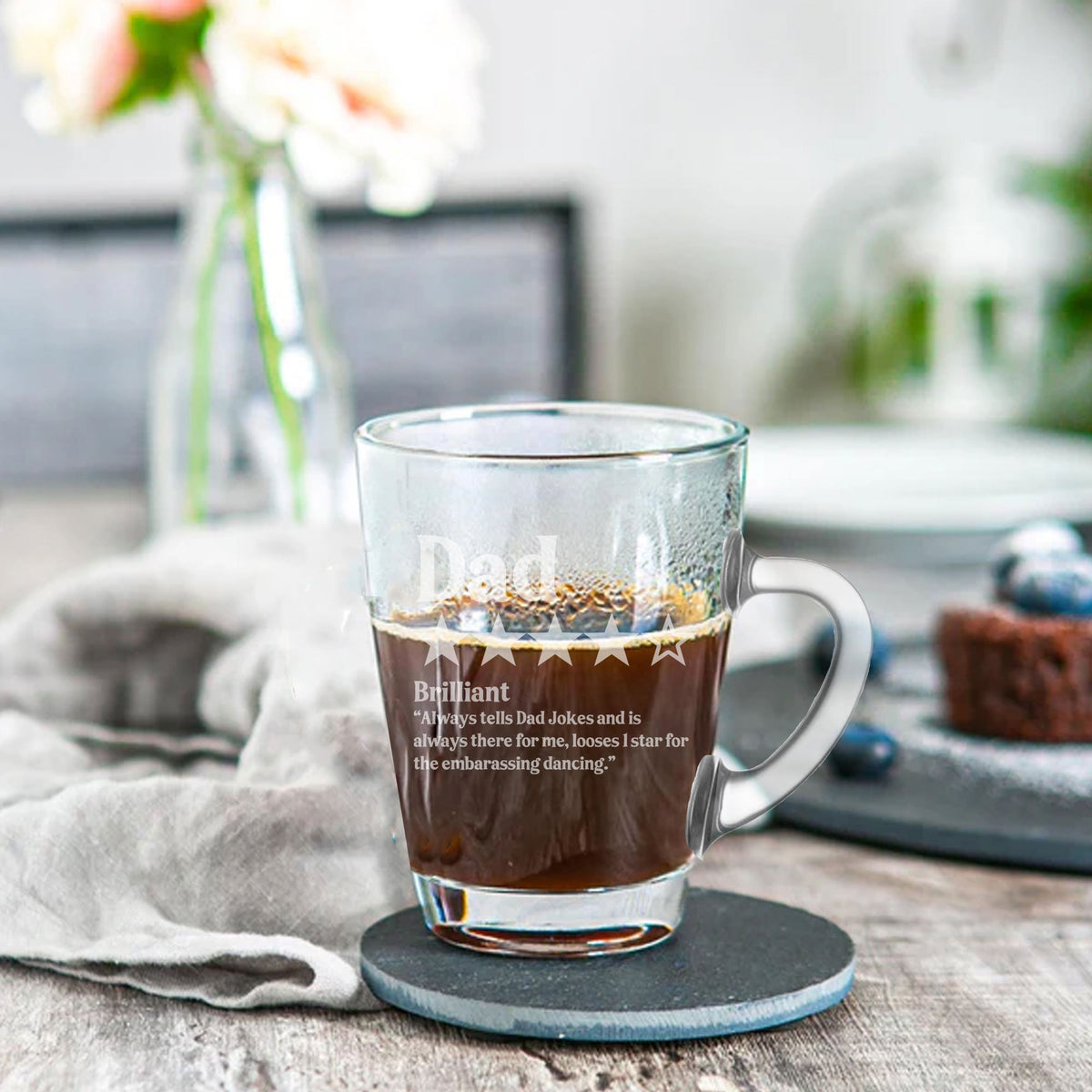 Personalised Review Engraved Glass Mug