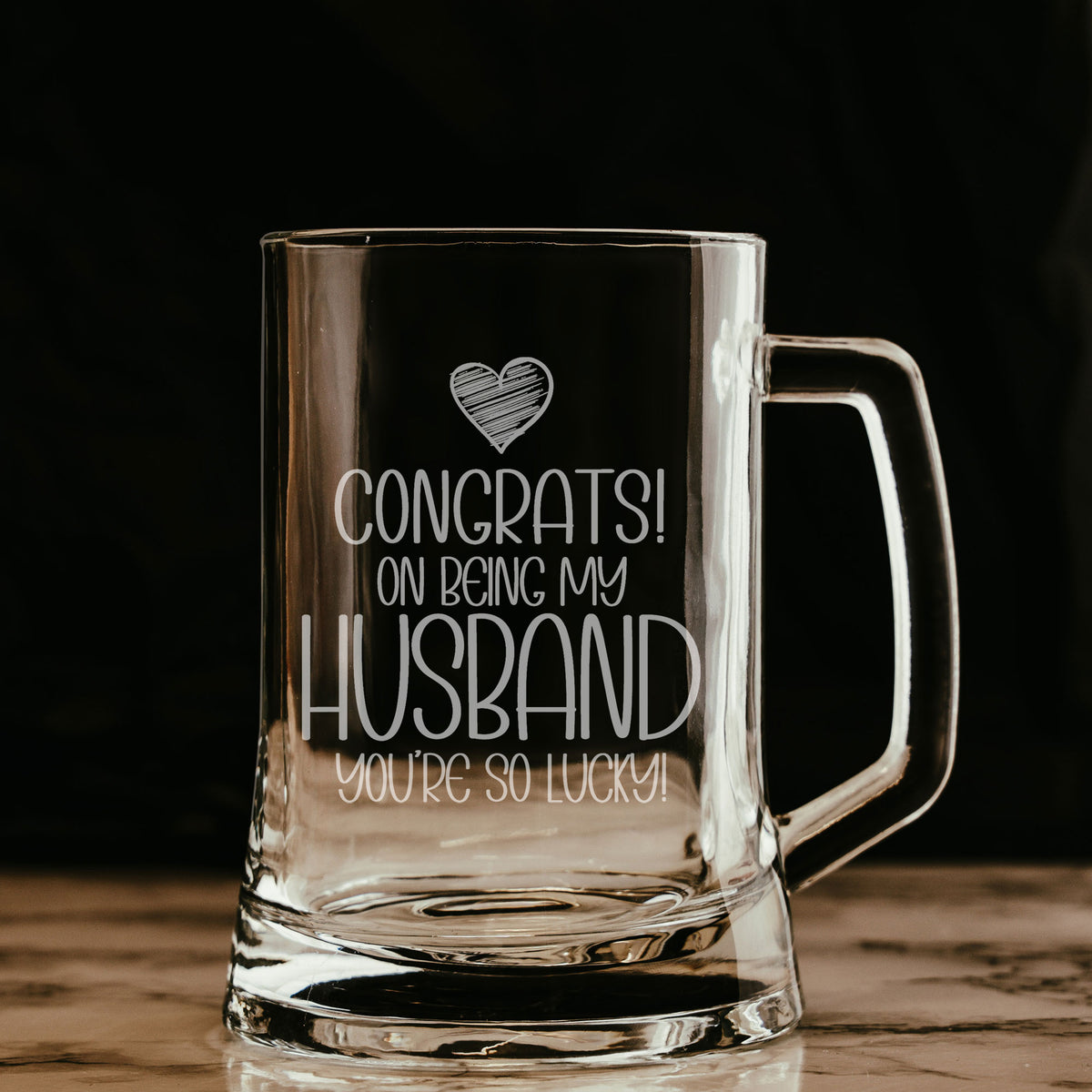 Congrats on Being my Husband Birthday Engraved Beer Stein