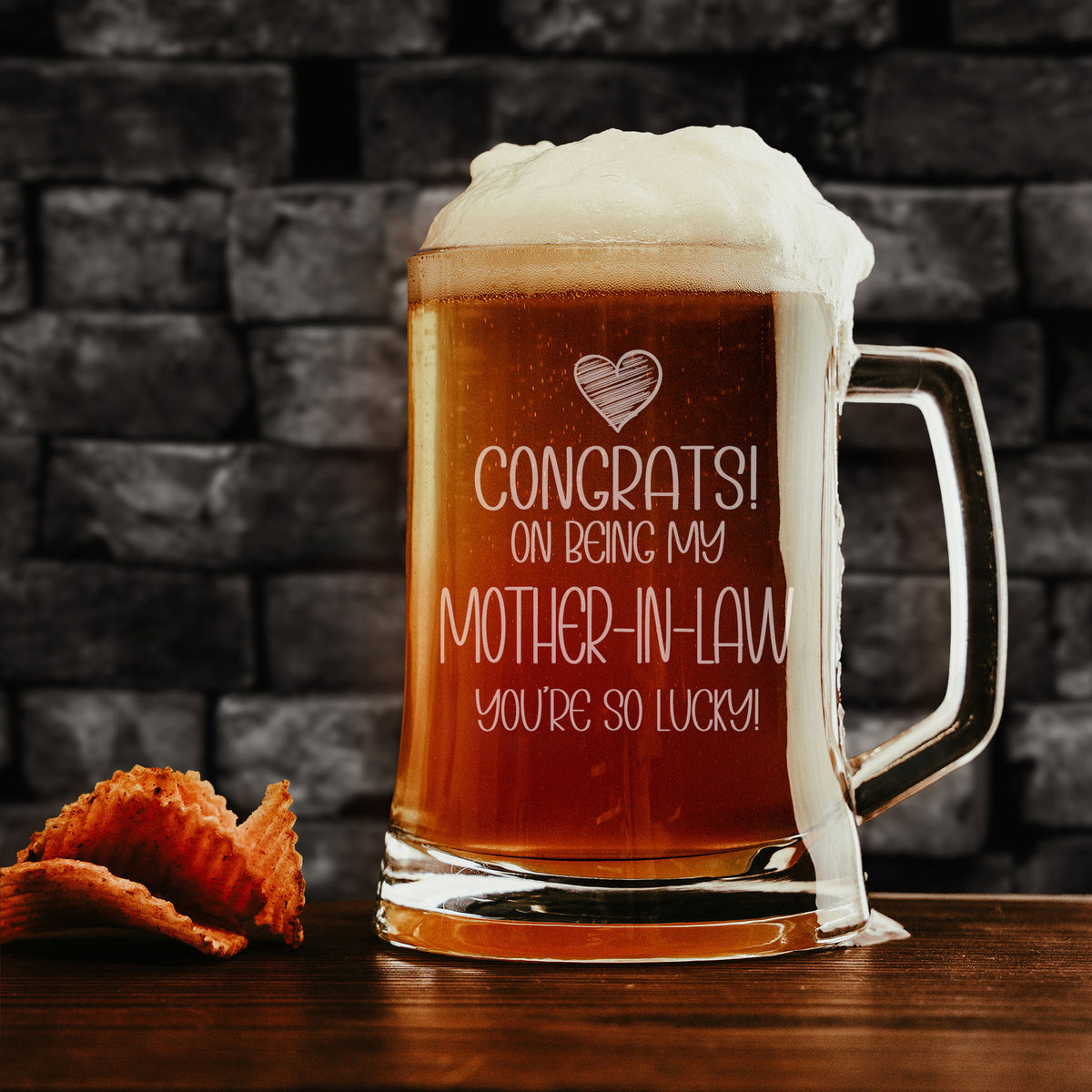 Congrats on Being my Mother-in-Law Engraved Beer Stein Birthday Gift