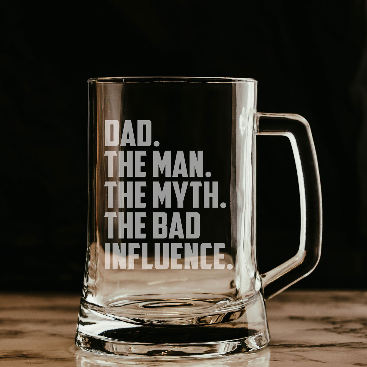 Dad The Man The Myth The Bad Influence Engraved Beer Stein Birthday Gift