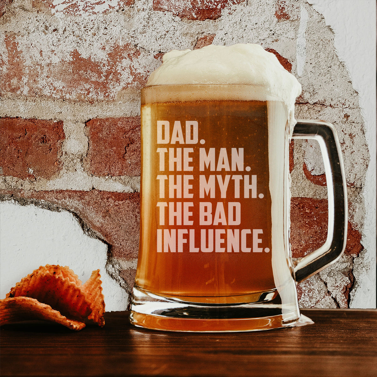 Dad The Man The Myth The Bad Influence Engraved Beer Stein Birthday Gift