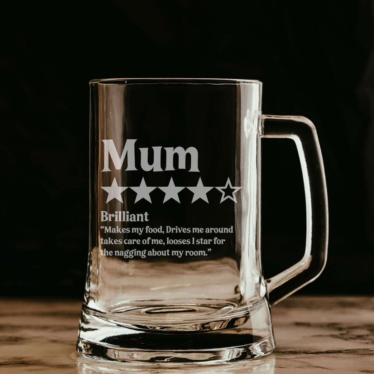 Personalised Review Engraved Beer Stein Birthday Gift