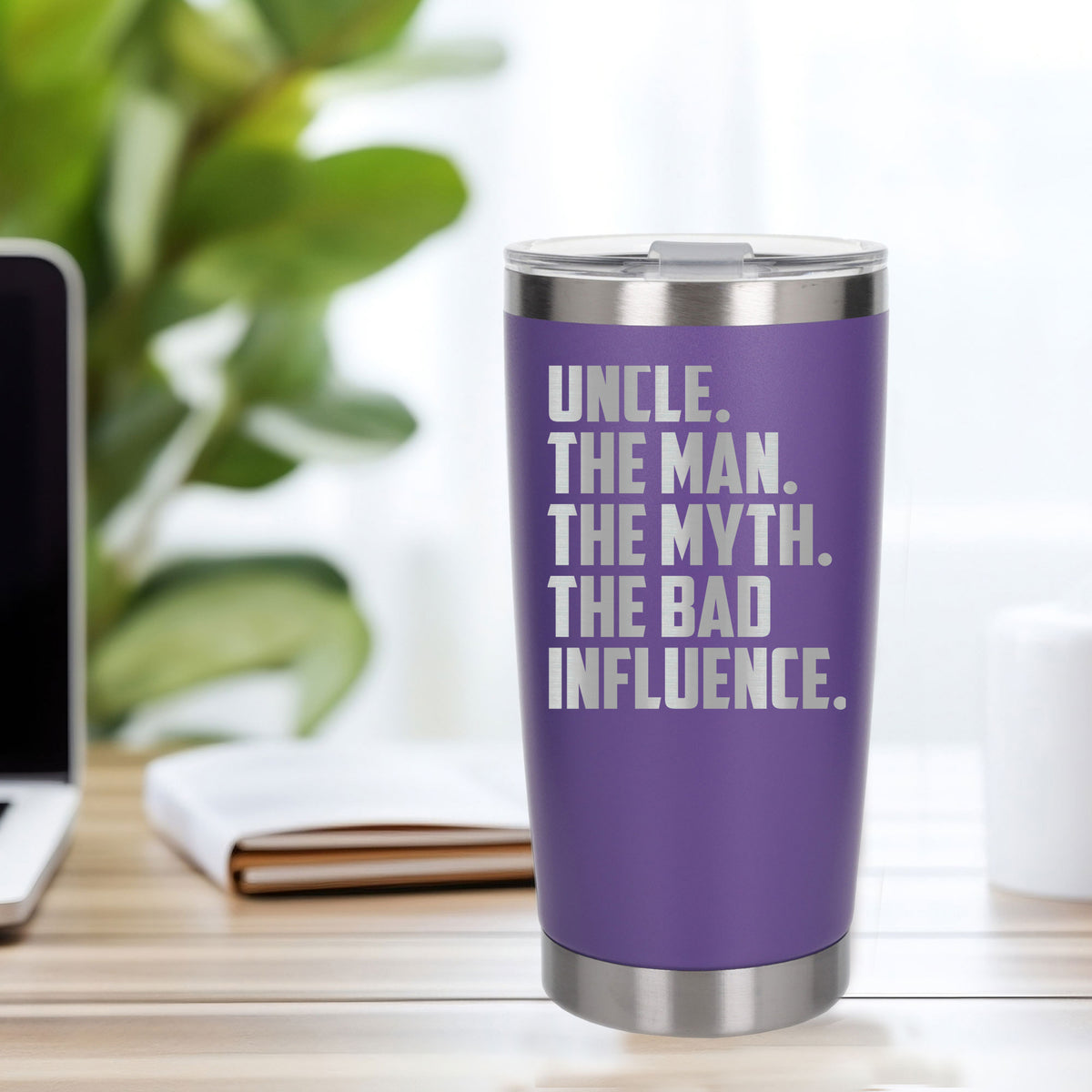 Uncle The Man The Myth The Bad Influence Engraved Travel Mug Birthday Gift