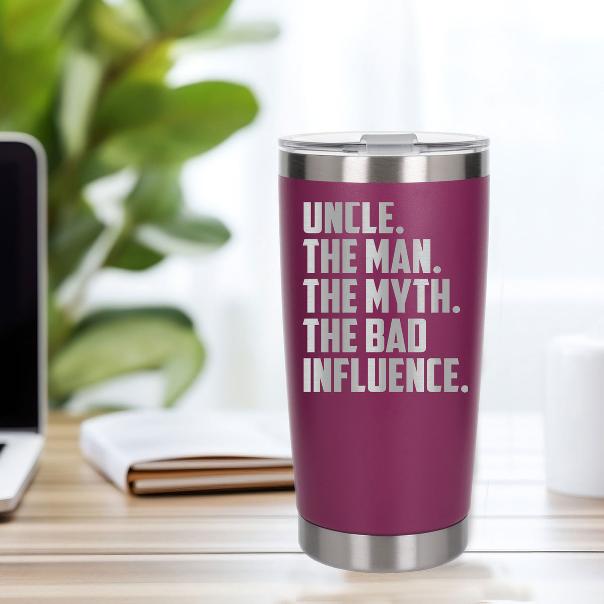 Uncle The Man The Myth The Bad Influence Engraved Travel Mug Birthday Gift