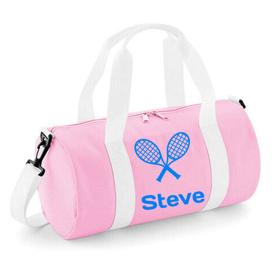 Personalised Tennis Design Barrel Sports Bag With Players Name