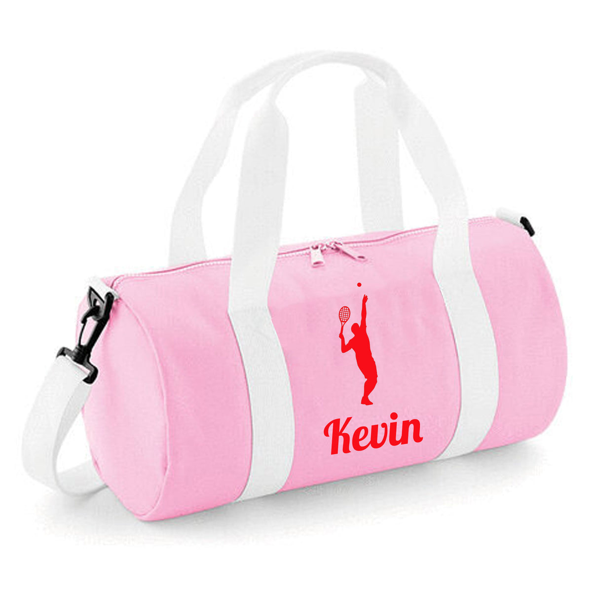 Personalised Male Tennis Player Barrel Bag | Kids Sports Holdall with Name