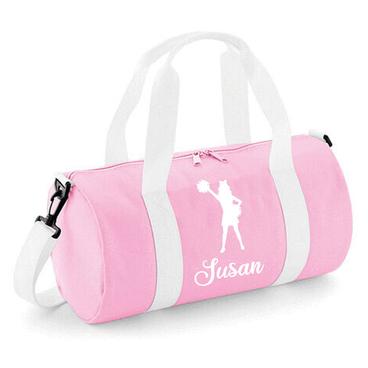 Personalised Cheerleader Design Barrel Sports Bag with Name