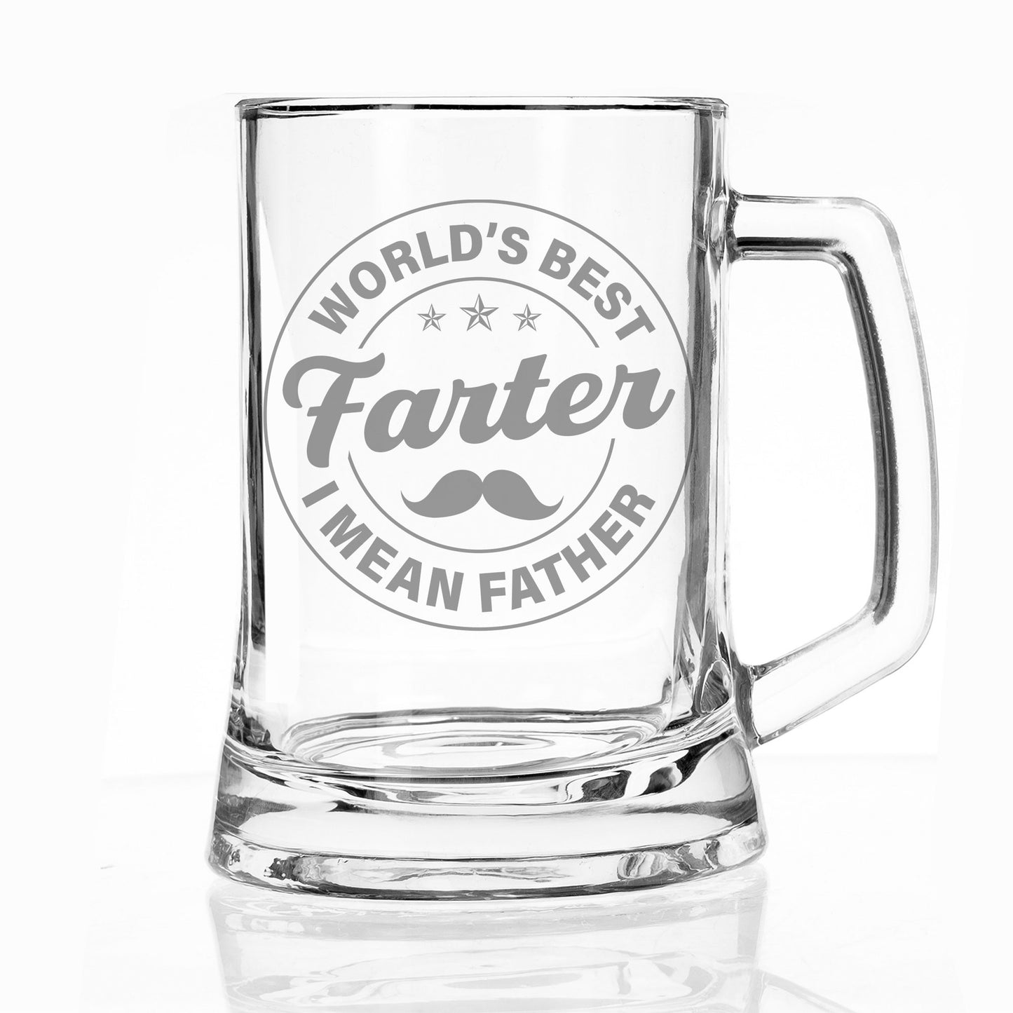 Best Farter I Mean Father Circle Design Engraved Beer Stein – Funny Gift for Dad