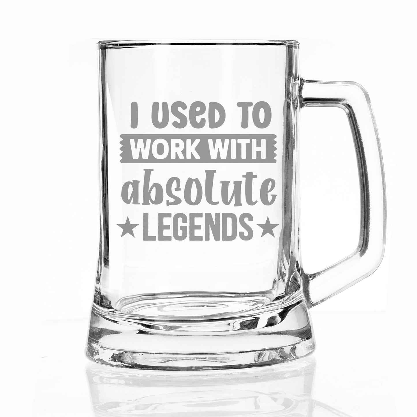 Engraved I Used to Work with Absolute Legends Beer Stein Glass & Slate Coaster