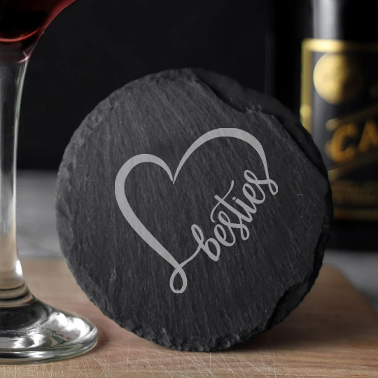 Besties Engraved Beer Pint Glass and/or Coaster Set - Always Looking Good - Round Coaster Only