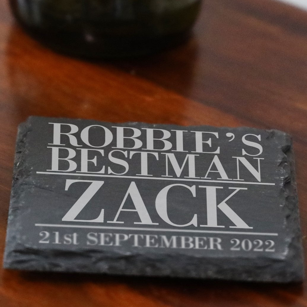 Personalised Best Man Engraved Whisky Glass and/or Coaster Set - Always Looking Good - Square Coaster On Its Own