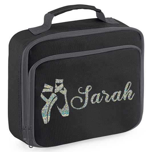 Kids Personalised Lunch Bag With Name in Ballet Design - Always Looking Good -   - Black Ballet Shoes